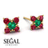 Geometrical 5 Emeralds Stud Earrings - Noa No. 49 image 2