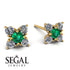 Geometrical 5 Emeralds Stud Earrings - Noa No. 4 image 9