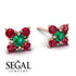 Geometrical 5 Emeralds Stud Earrings - Noa No. 50