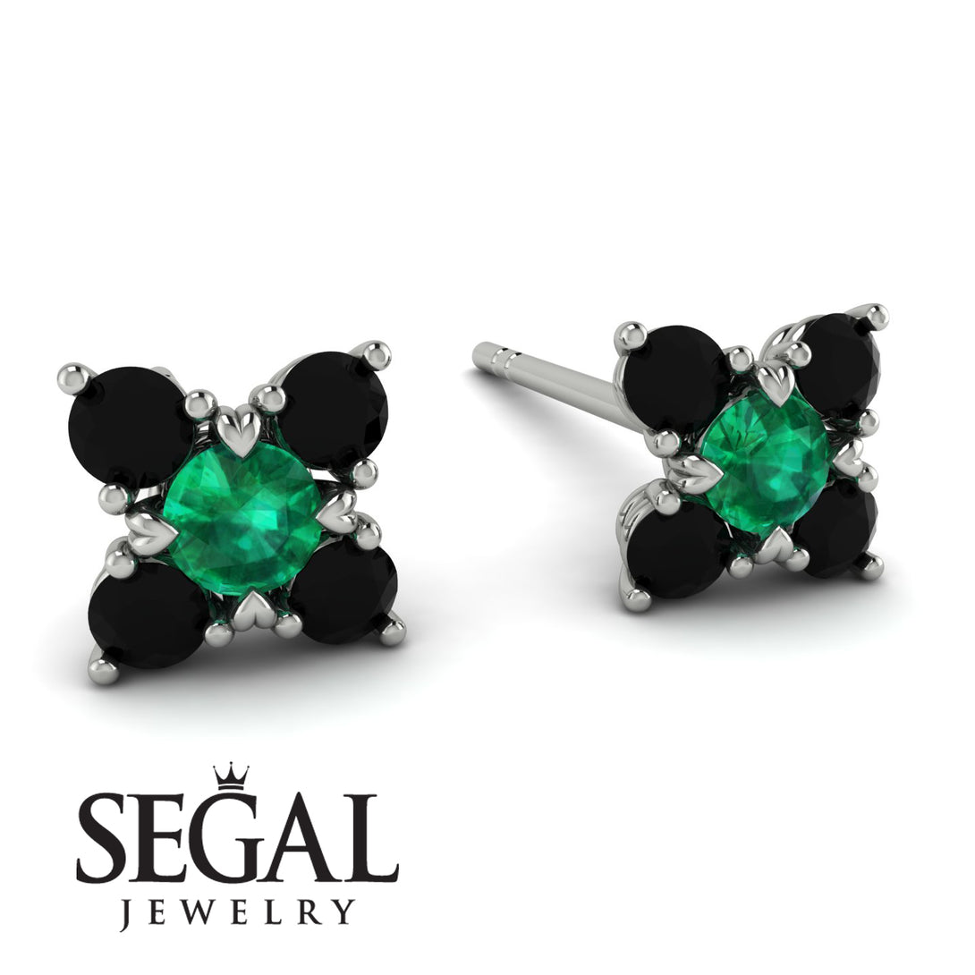 Geometrical 5 Emeralds Stud Earrings - Noa No. 36