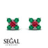 Geometrical 5 Rubys Stud Earrings - Noa No. 27