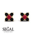 Geometrical 5 Rubys Stud Earrings - Noa No. 40