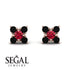 Geometrical 5 Rubys Stud Earrings - Noa No. 41