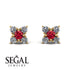 Geometrical 5 Rubys Stud Earrings - Noa No. 10 image 9