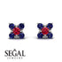 Geometrical 5 Rubys Stud Earrings - Noa No. 72 image 9