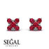 Geometrical 5 Rubys Stud Earrings - Noa No. 57