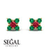 Geometrical 5 Rubys Stud Earrings - Noa No. 25