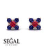 Geometrical 5 Rubys Stud Earrings - Noa No. 71 image 9
