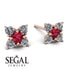 Geometrical 5 Rubys Stud Earrings - Noa No. 11