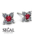 Geometrical 5 Rubys Stud Earrings - Noa No. 12 image 2