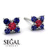 Geometrical 5 Rubys Stud Earrings - Noa No. 72 image 2