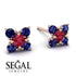 Geometrical 5 Rubys Stud Earrings - Noa No. 71