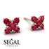 Geometrical 5 Rubys Stud Earrings - Noa No. 56 image 2