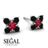 Geometrical 5 Rubys Stud Earrings - Noa No. 42