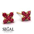 Geometrical 5 Rubys Stud Earrings - Noa No. 55 image 2