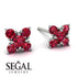 Geometrical 5 Rubys Stud Earrings - Noa No. 57 image 2