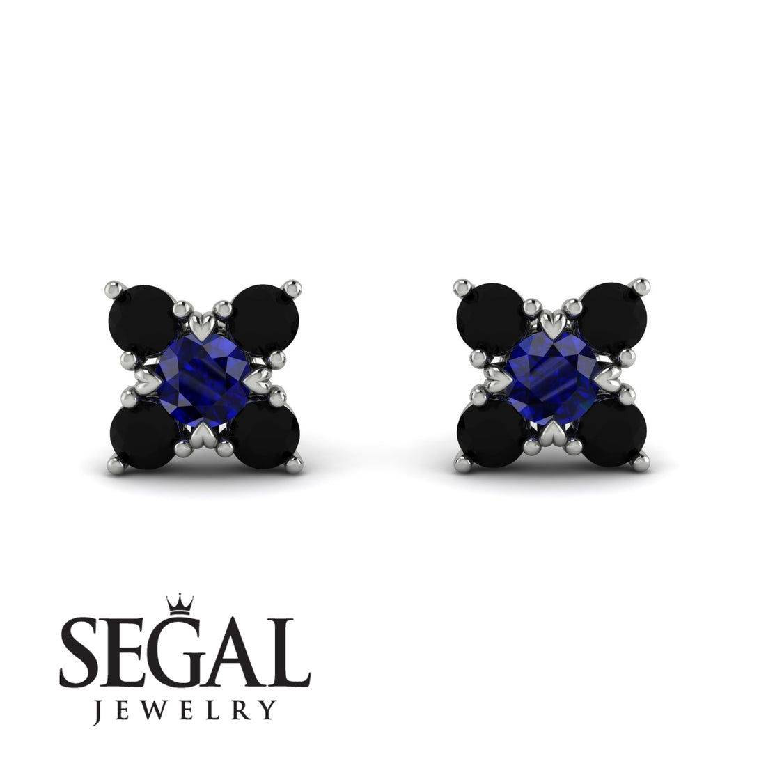 Geometrical 5 Sapphires Stud Earrings - Noa No. 45