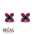 Geometrical 5 Sapphires Stud Earrings - Noa No. 60 image 9