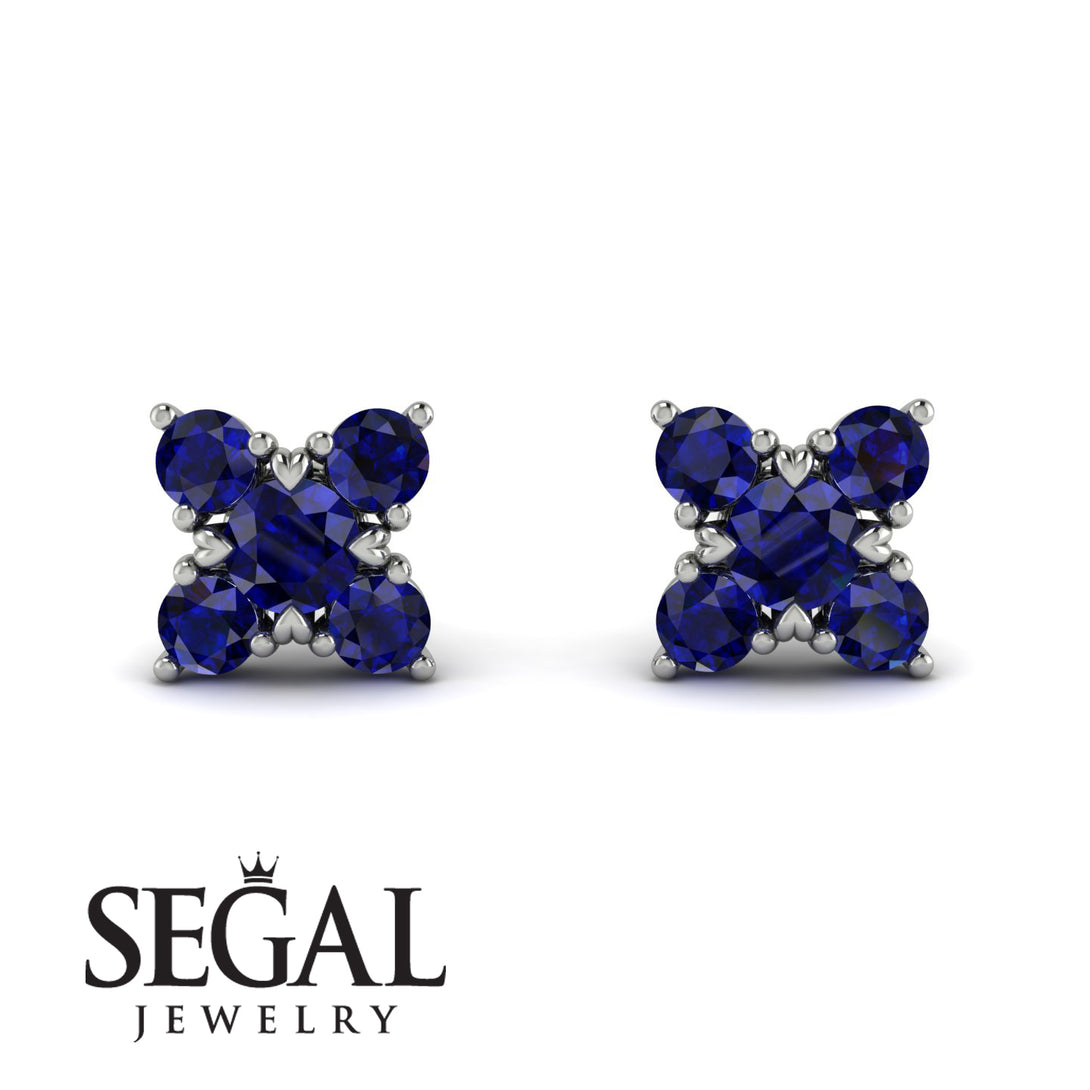 Geometrical 5 Sapphires Stud Earrings - Noa No. 75