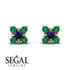 Geometrical 5 Sapphires Stud Earrings - Noa No. 28 image 9