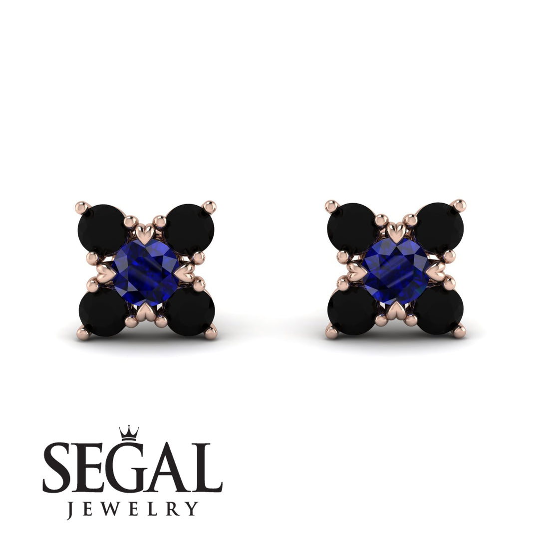 Geometrical 5 Sapphires Stud Earrings - Noa No. 44