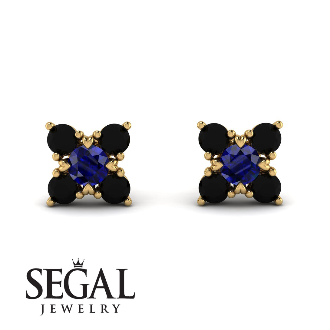 Geometrical 5 Sapphires Stud Earrings - Noa No. 43
