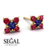 Geometrical 5 Sapphires Stud Earrings - Noa No. 58 image 2