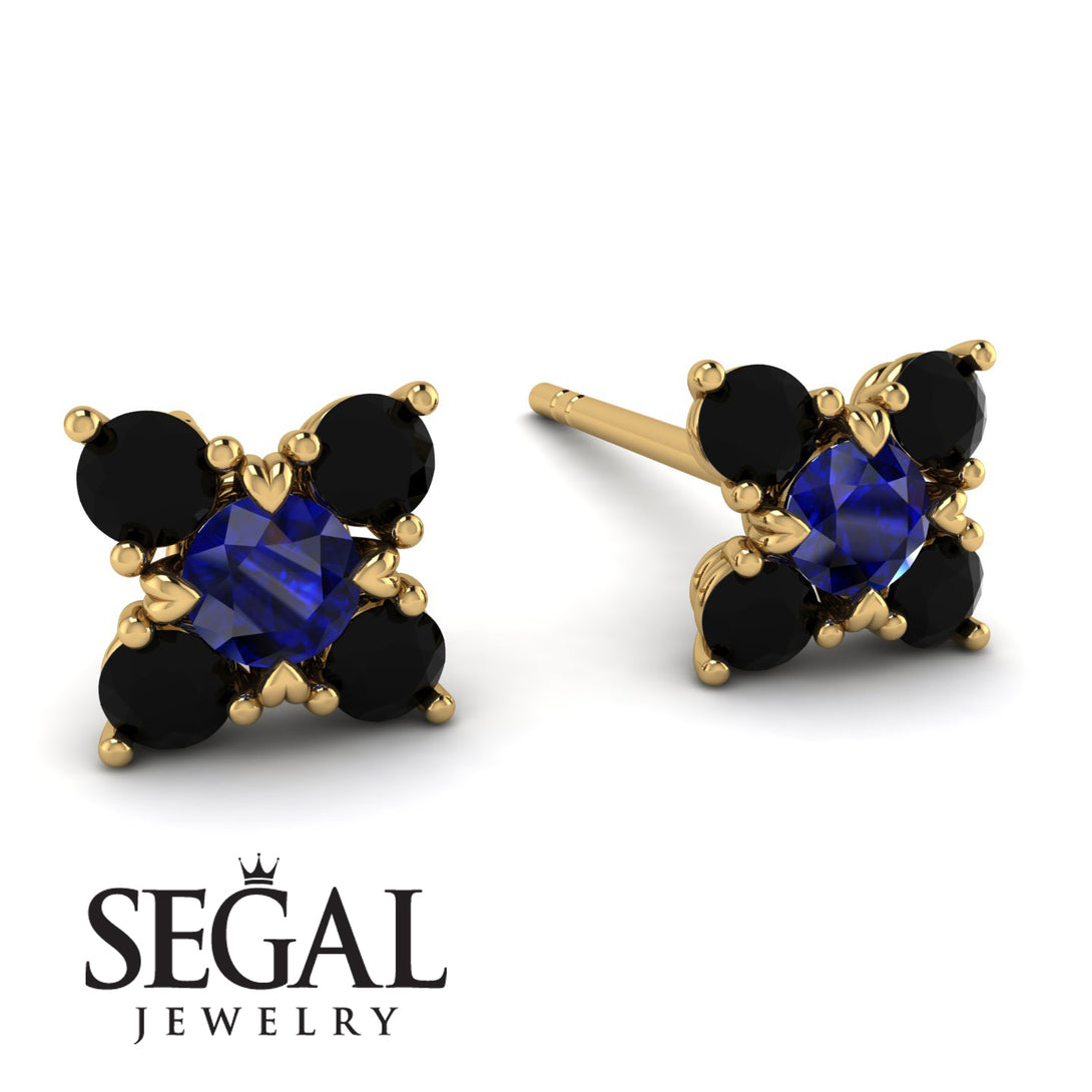 Geometrical 5 Sapphires Stud Earrings - Noa No. 43