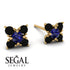 Geometrical 5 Sapphires Stud Earrings - Noa No. 43