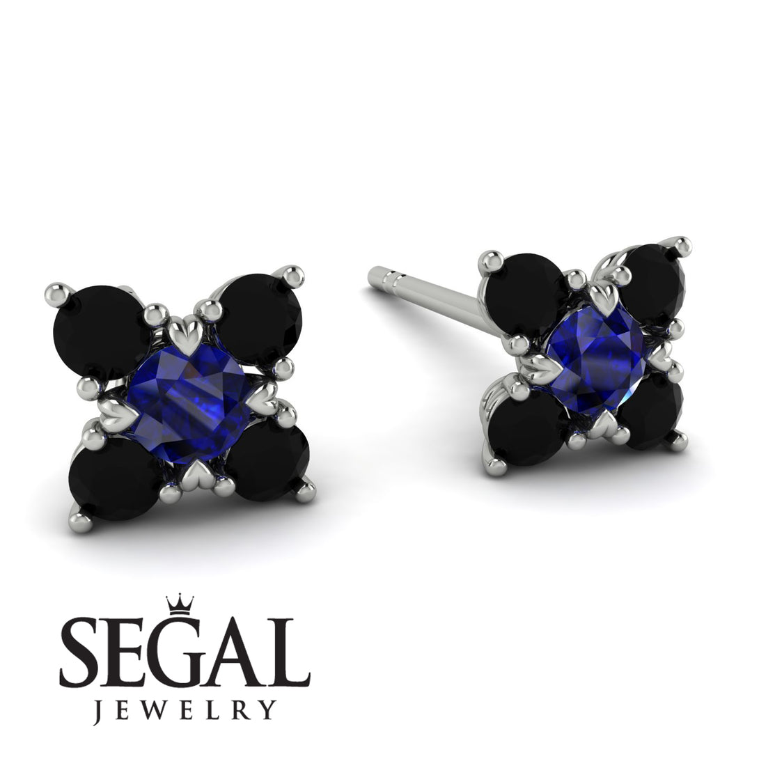 Geometrical 5 Sapphires Stud Earrings - Noa No. 45