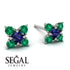 Geometrical 5 Sapphires Stud Earrings - Noa No. 30 image 2