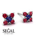 Geometrical 5 Sapphires Stud Earrings - Noa No. 60 image 2
