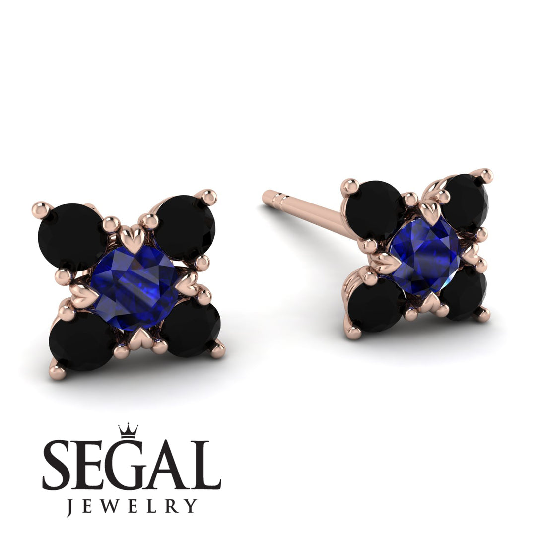 Geometrical 5 Sapphires Stud Earrings - Noa No. 44