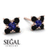 Geometrical 5 Sapphires Stud Earrings - Noa No. 44