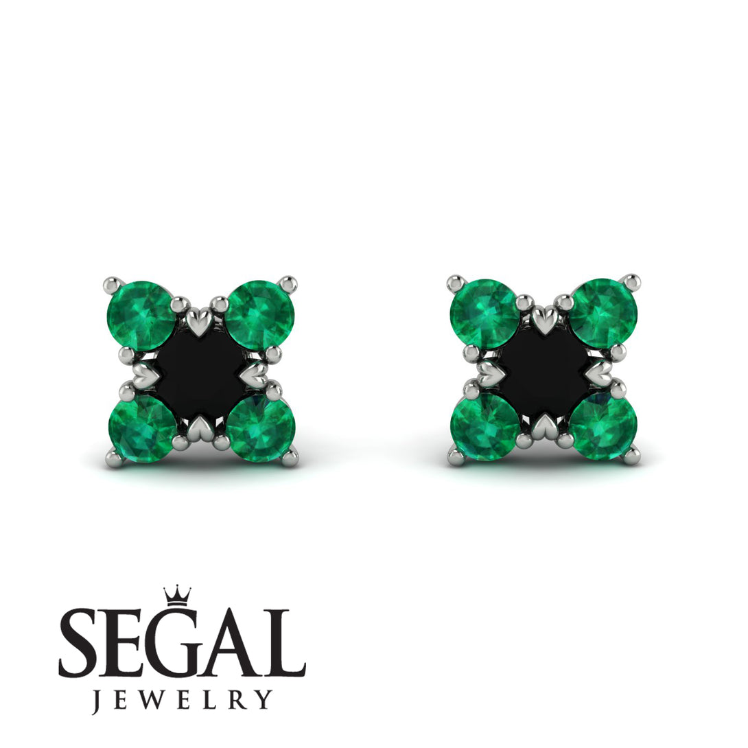 Geometrical 5 Black Diamonds Stud Earrings - Noa No. 24