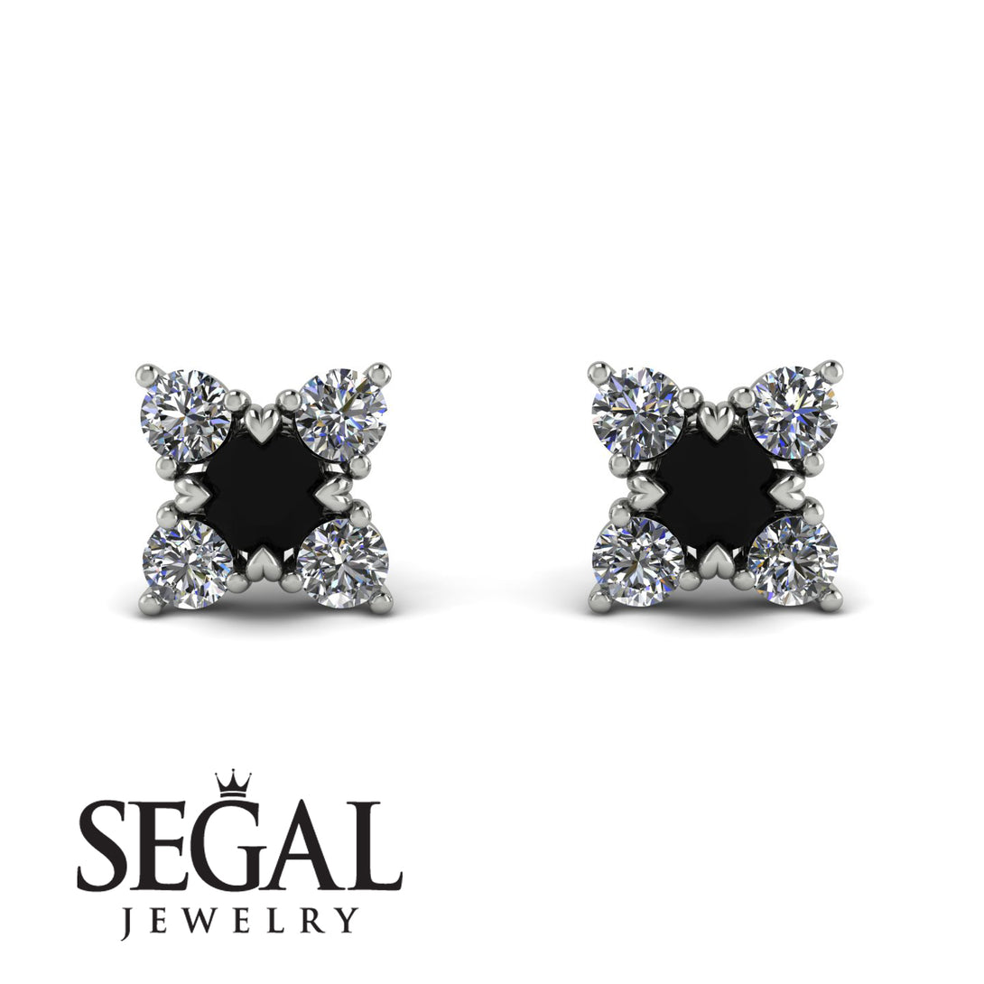 Geometrical 5 Black Diamonds Stud Earrings - Noa No. 9