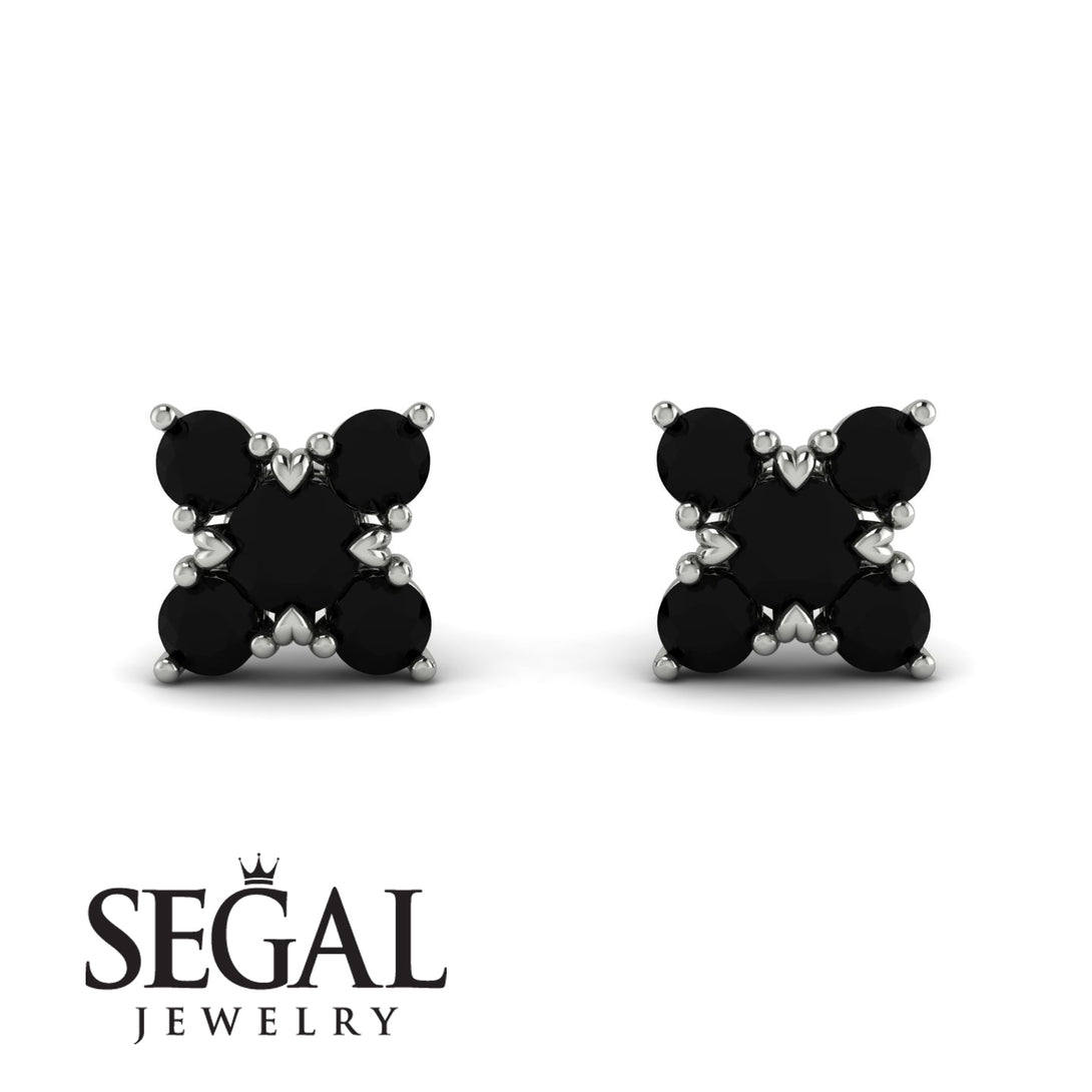 Geometrical 5 Black Diamonds Stud Earrings - Noa No. 39