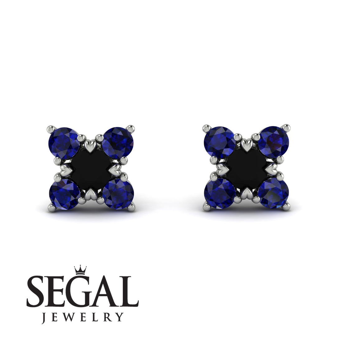 Geometrical 5 Black Diamonds Stud Earrings - Noa No. 69