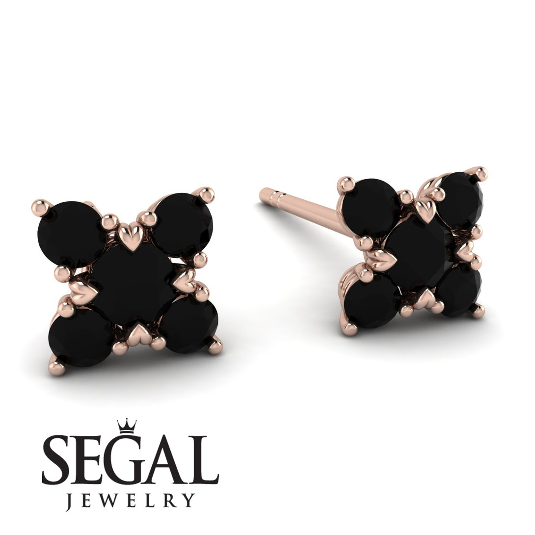 Geometrical 5 Black Diamonds Stud Earrings - Noa No. 38