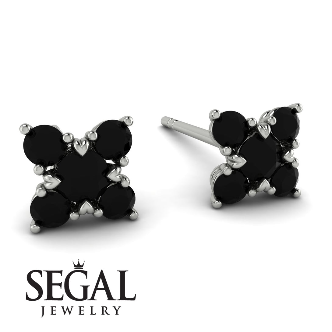 Geometrical 5 Black Diamonds Stud Earrings - Noa No. 39