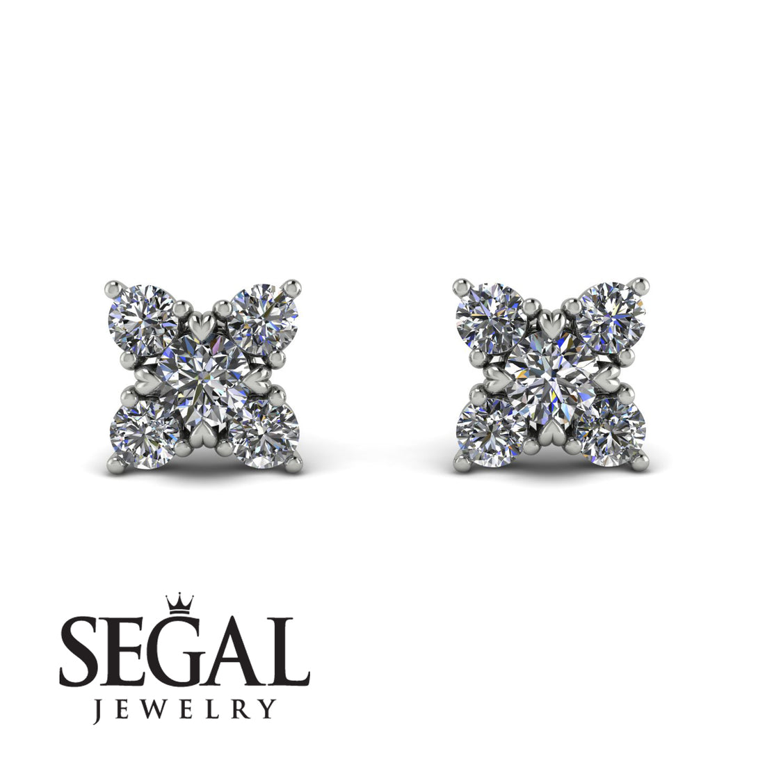 Geometrical 5 Diamonds Stud Earrings - Noa No. 3