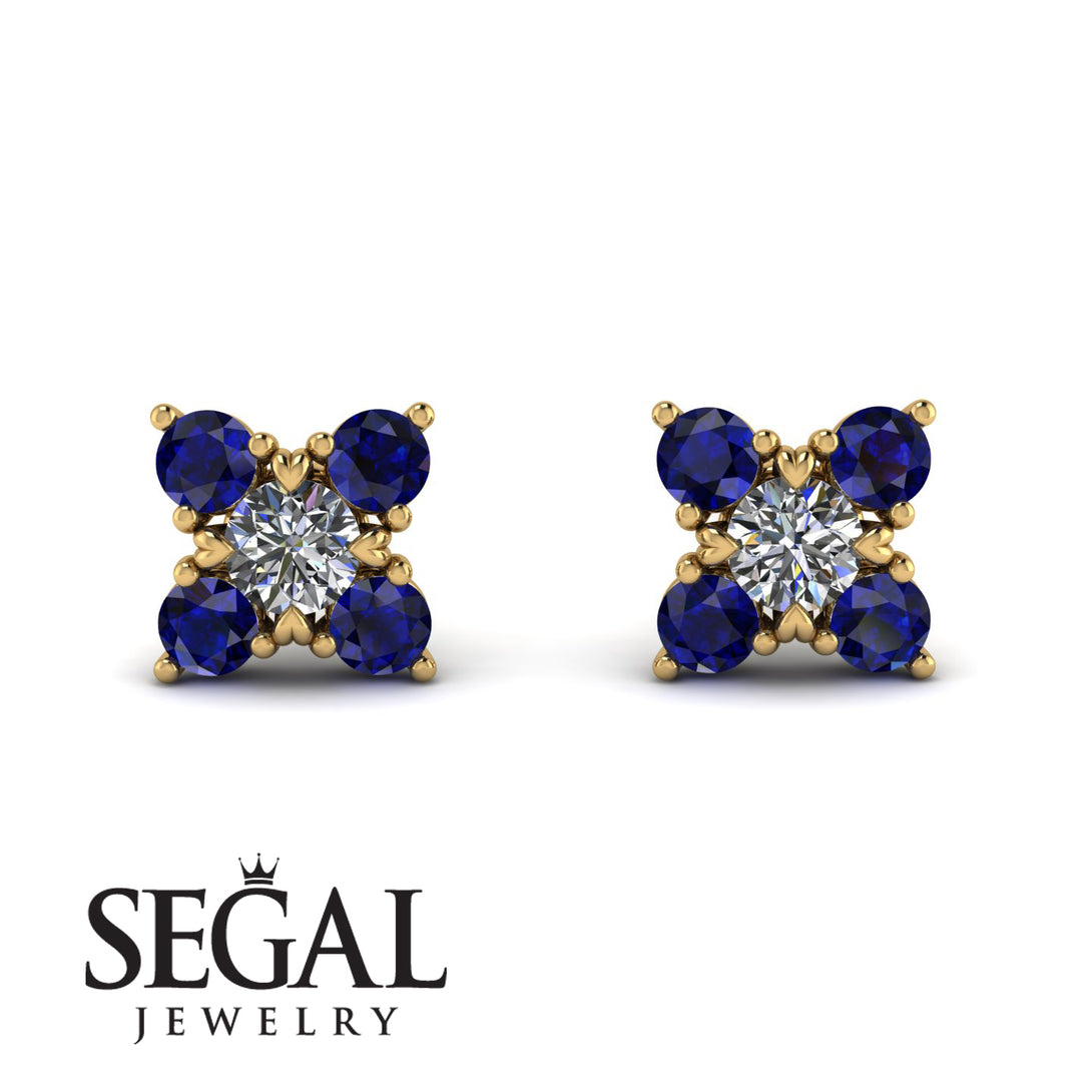 Geometrical 5 Diamonds Stud Earrings - Noa No. 61