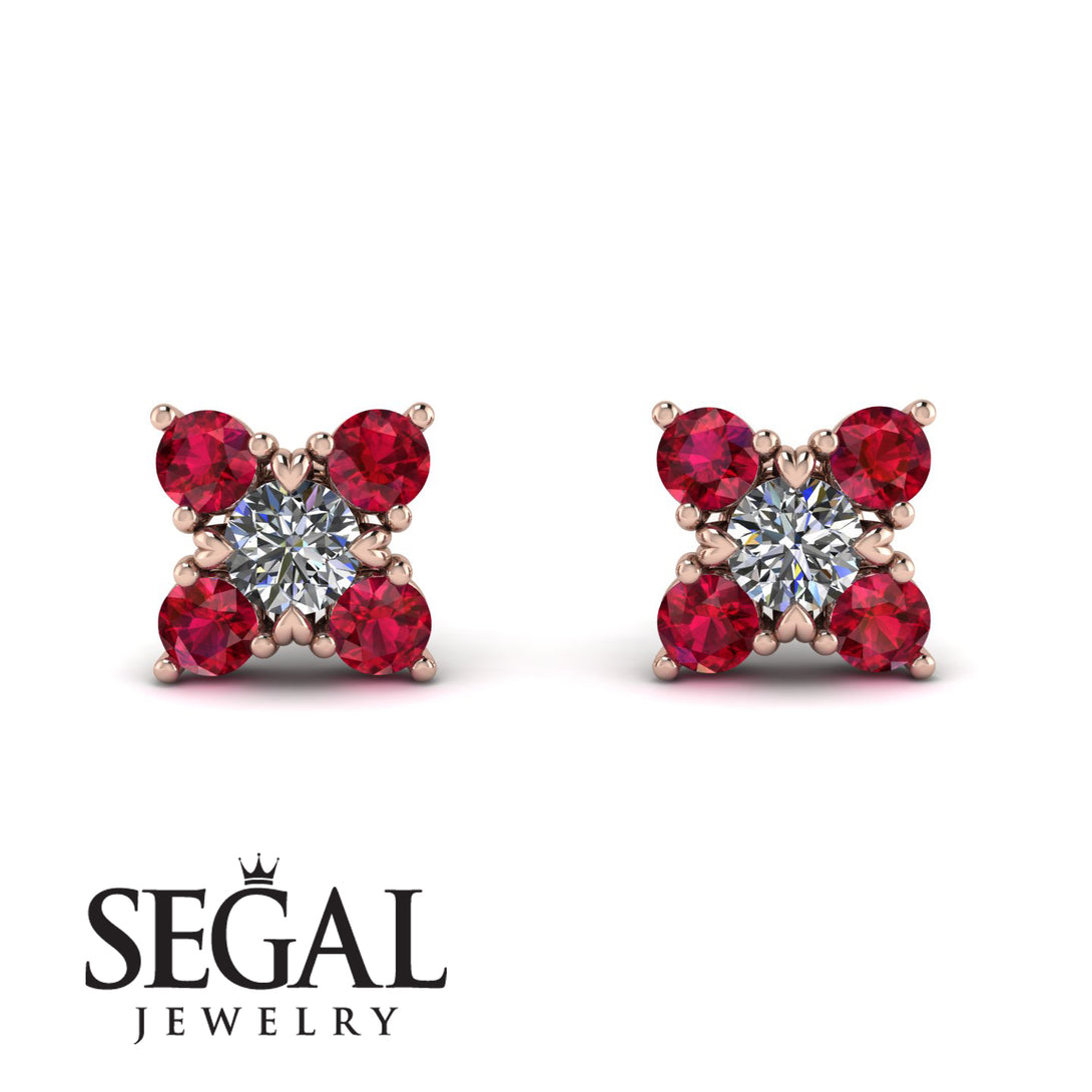 Geometrical 5 Diamonds Stud Earrings - Noa No. 47