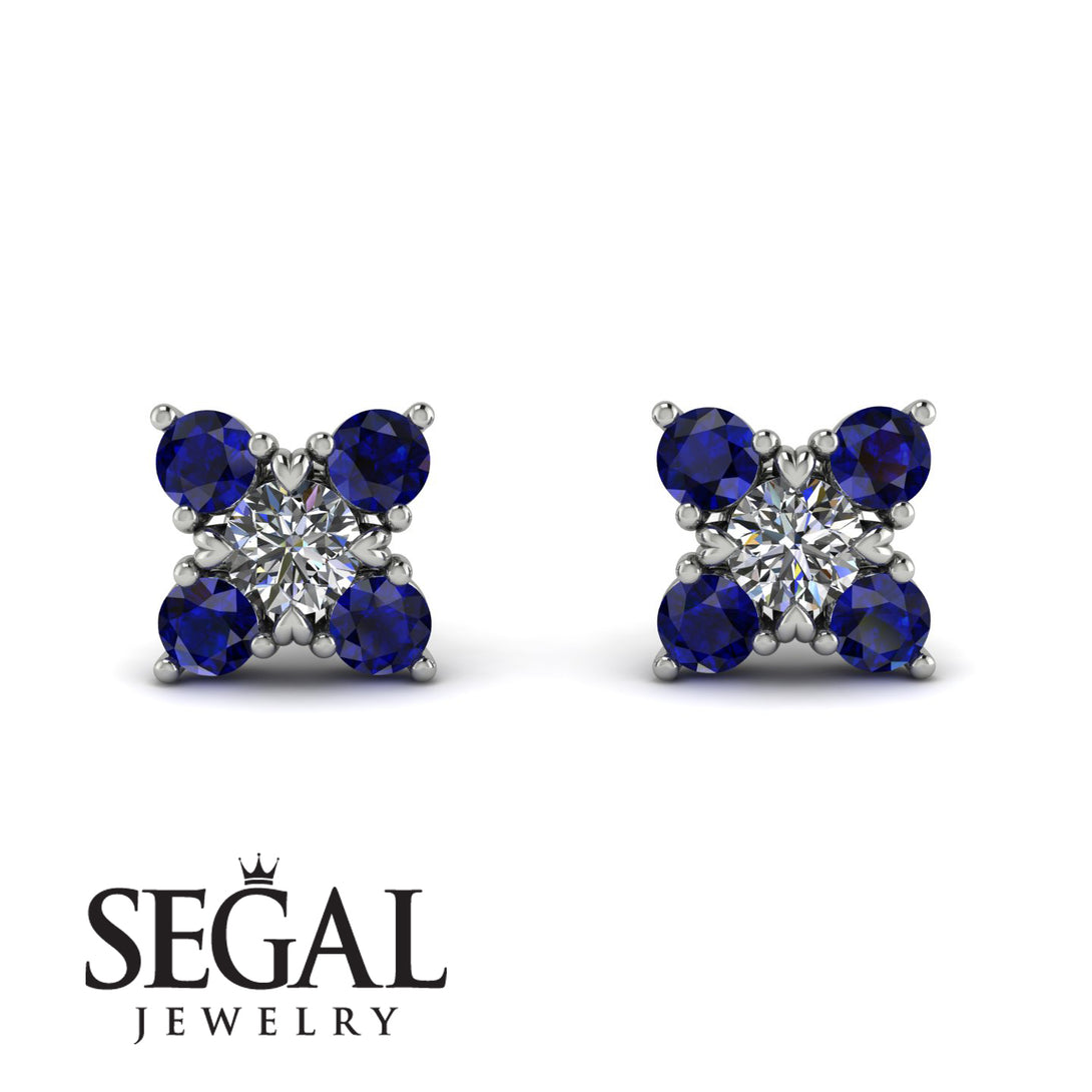 Geometrical 5 Diamonds Stud Earrings - Noa No. 63