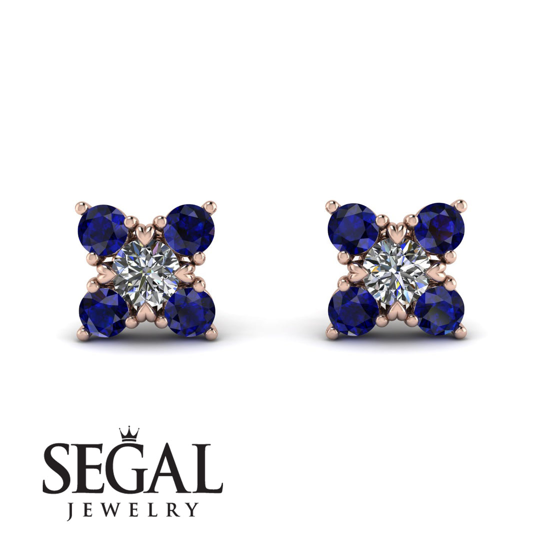 Geometrical 5 Diamonds Stud Earrings - Noa No. 62