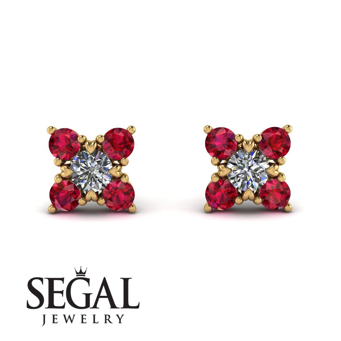 Geometrical 5 Diamonds Stud Earrings - Noa No. 46