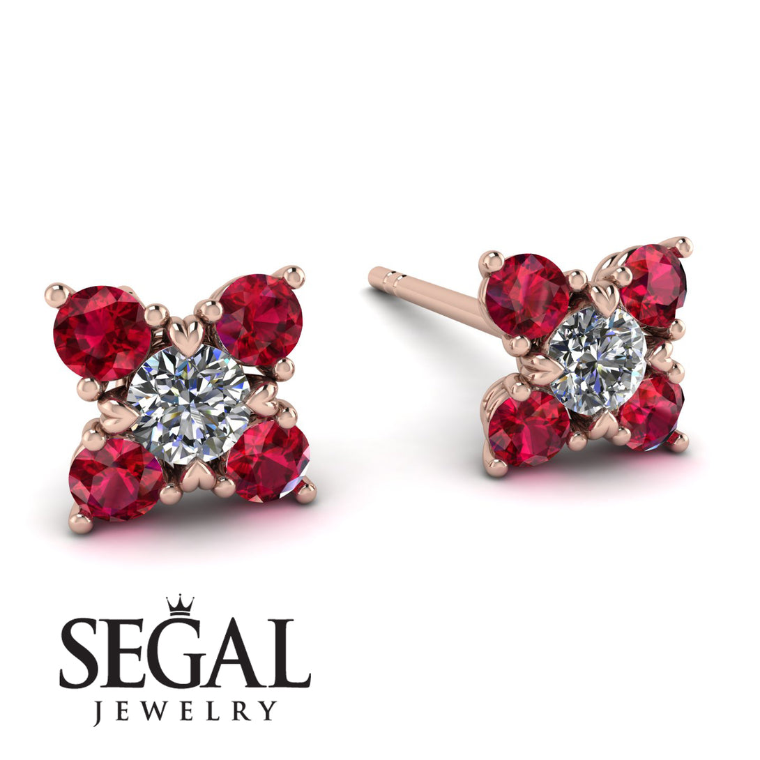 Geometrical 5 Diamonds Stud Earrings - Noa No. 47