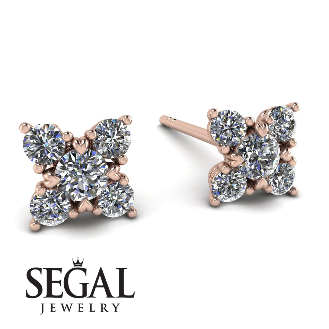 Geometrical 5 Diamonds Stud Earrings - Noa No. 2