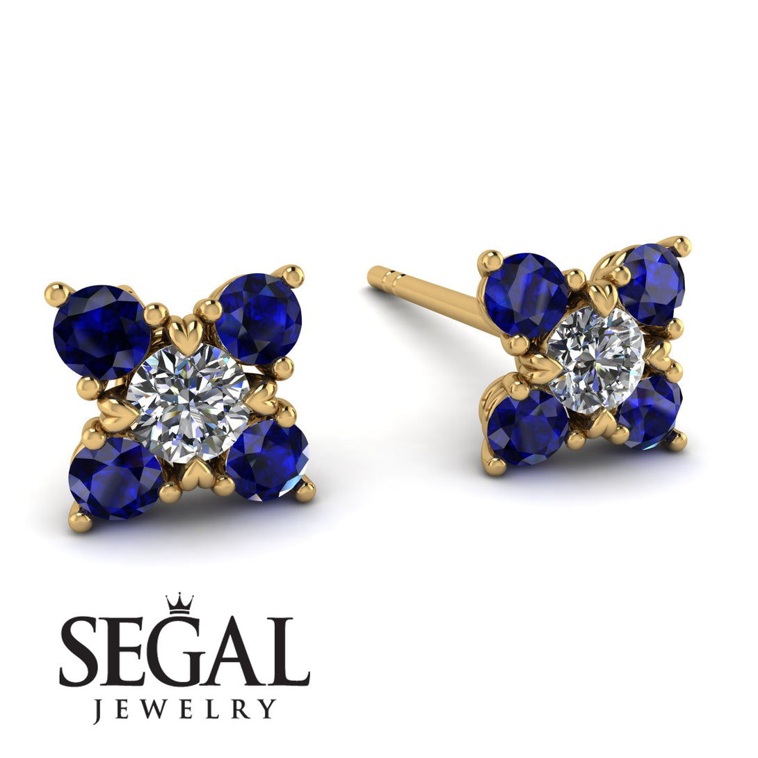 Geometrical 5 Diamonds Stud Earrings - Noa No. 61
