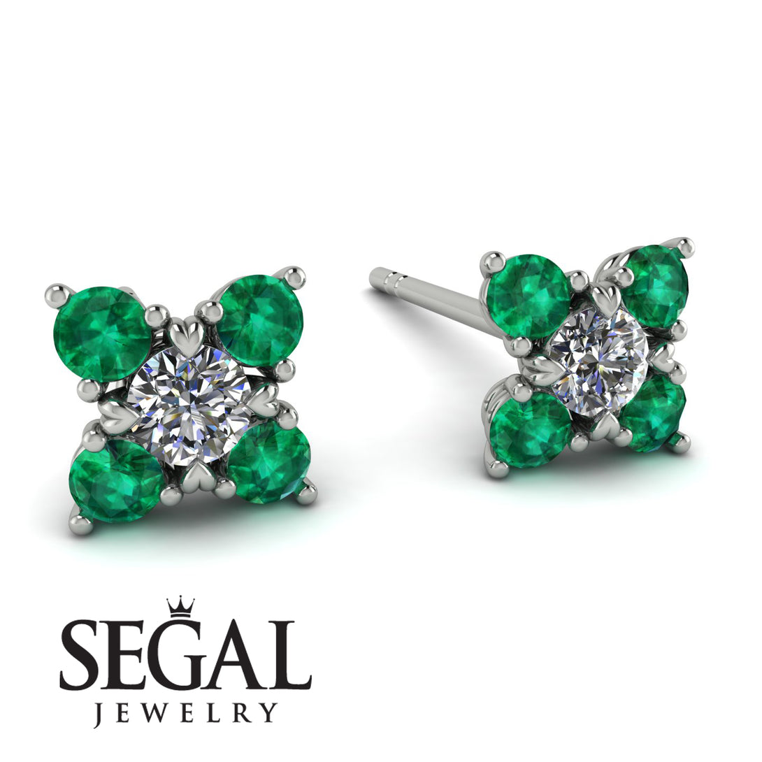 Geometrical 5 Diamonds Stud Earrings - Noa No. 18
